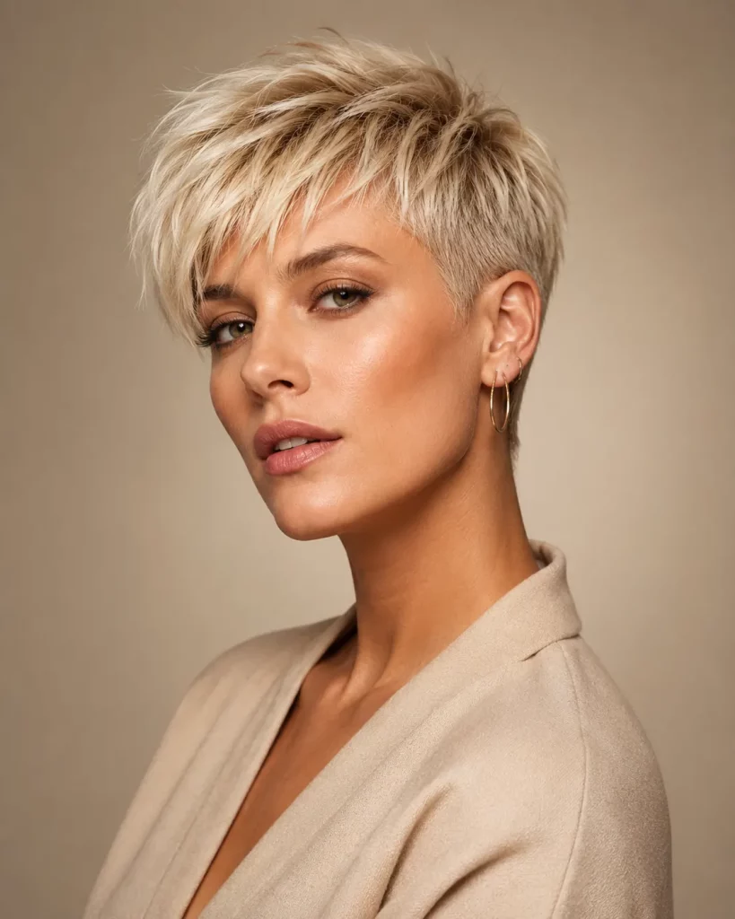 Coupe courte blonde – rendez-vous coiffeur Fribourg chez Calista Coiffure